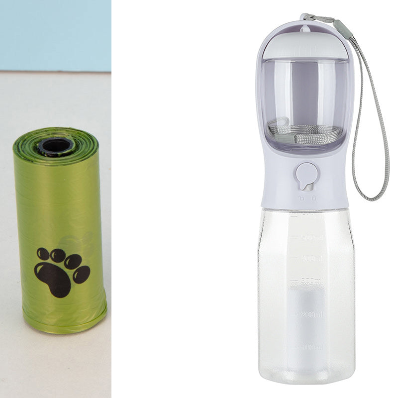 3-in-1 Portable Pet Water Bottle-Food Dispenser & Waste Bag Holder