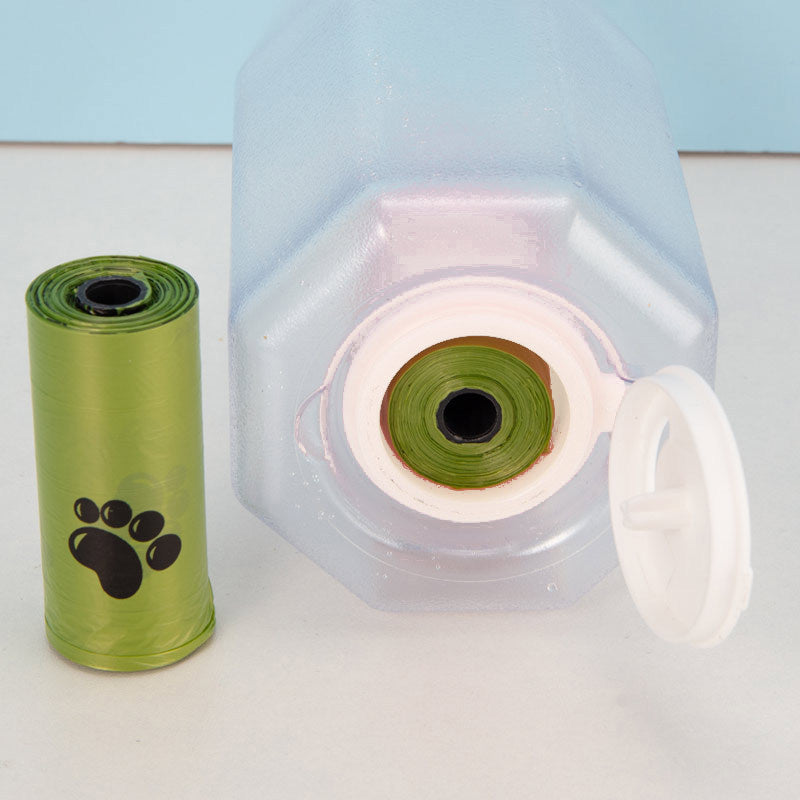 3-in-1 Portable Pet Water Bottle-Food Dispenser & Waste Bag Holder