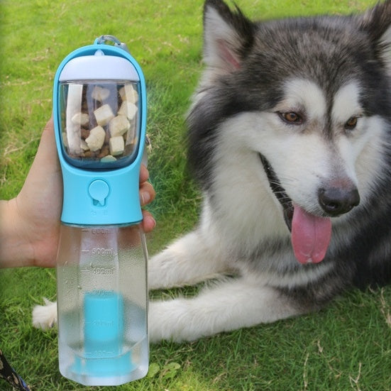 3-in-1 Portable Pet Water Bottle-Food Dispenser & Waste Bag Holder